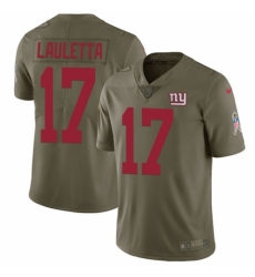 Men's Nike New York Giants #17 Kyle Lauletta Limited Olive 2017 Salute to Service NFL Jersey