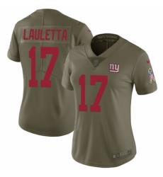 Women's Nike New York Giants #17 Kyle Lauletta Limited Olive 2017 Salute to Service NFL Jersey