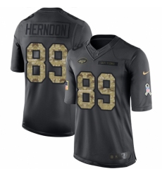 Youth Nike New York Jets #89 Chris Herndon Limited Black 2016 Salute to Service NFL Jersey