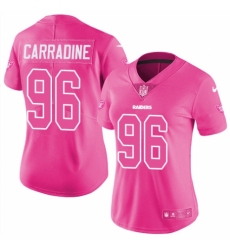 Women's Nike Oakland Raiders #96 Cornellius Carradine Limited Pink Rush Fashion NFL Jersey