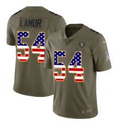 Youth Nike Oakland Raiders #54 Emmanuel Lamur Limited Olive/USA Flag 2017 Salute to Service NFL Jersey