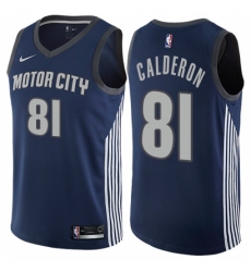 Women's Nike Detroit Pistons #81 Jose Calderon Swingman Navy Blue NBA Jersey - City Edition