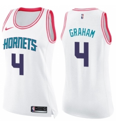 Women's Nike Charlotte Hornets #4 Devonte Graham Swingman White Pink Fashion NBA Jersey