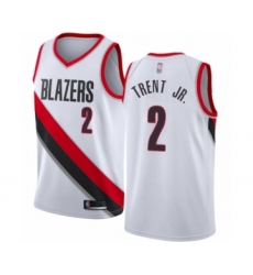 Men's Portland Trail Blazers #2 Gary Trent Jr. Authentic White Basketball Jersey - Association Edition
