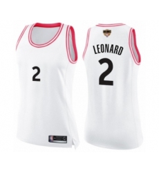 Women's Toronto Raptors #2 Kawhi Leonard Swingman White Pink Fashion 2019 Basketball Finals Bound Jersey