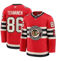 Men's Chicago Blackhawks #86 Teuvo Teravainen Red 2024-25 Winter Classic Stitched Hockey Jersey