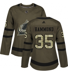 Women's Adidas Colorado Avalanche #35 Andrew Hammond Authentic Green Salute to Service NHL Jersey