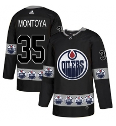 Men's Adidas Edmonton Oilers #35 Al Montoya Authentic Black Team Logo Fashion NHL Jersey