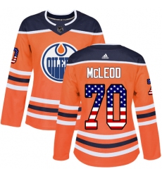 Women's Adidas Edmonton Oilers #70 Ryan McLeod Authentic Orange USA Flag Fashion NHL Jersey