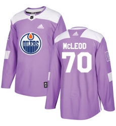 Youth Adidas Edmonton Oilers #70 Ryan McLeod Authentic Purple Fights Cancer Practice NHL Jersey