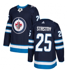 Men's Adidas Winnipeg Jets #25 Paul Stastny Premier Navy Blue Home NHL Jersey