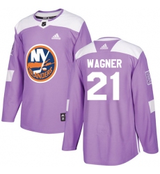 Youth Adidas New York Islanders #21 Chris Wagner Authentic Purple Fights Cancer Practice NHL Jersey