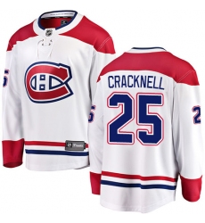 Youth Montreal Canadiens #25 Adam Cracknell Authentic White Away Fanatics Branded Breakaway NHL Jersey