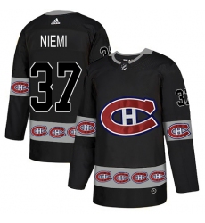 Men's Adidas Montreal Canadiens #37 Antti Niemi Authentic Black Team Logo Fashion NHL Jersey