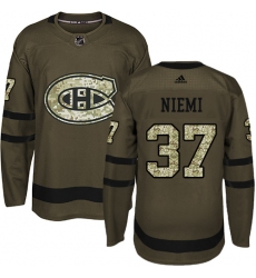 Youth Adidas Montreal Canadiens #37 Antti Niemi Premier Green Salute to Service NHL Jersey