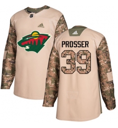 Men's Adidas Minnesota Wild #39 Nate Prosser Authentic Camo Veterans Day Practice NHL Jersey