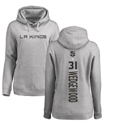 NHL Women's Adidas Los Angeles Kings #31 Scott Wedgewood Ash Backer Pullover Hoodie