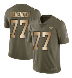 Youth Nike Tampa Bay Buccaneers #77 Caleb Benenoch Limited Olive Gold 2017 Salute to Service NFL Jersey