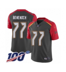 Youth Tampa Bay Buccaneers #77 Caleb Benenoch Limited Gray Inverted Legend 100th Season Football Jersey