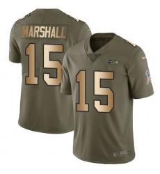 Youth Nike Seattle Seahawks #15 Brandon Marshall Limited Olive Gold 2017 Salute to Service NFL Jersey