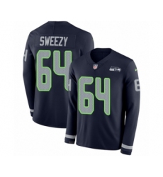 Men's Nike Seattle Seahawks #64 J.R. Sweezy Limited Navy Blue Therma Long Sleeve NFL Jersey