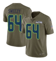 Men's Nike Seattle Seahawks #64 J.R. Sweezy Limited Olive 2017 Salute to Service NFL Jersey
