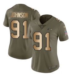 Women Nike Seattle Seahawks #91 Tom Johnson Limited Olive Gold 2017 Salute to Service NFL Jersey