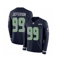 Men's Nike Seattle Seahawks #99 Quinton Jefferson Limited Navy Blue Therma Long Sleeve NFL Jersey