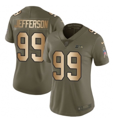 Women Nike Seattle Seahawks #99 Quinton Jefferson Limited Olive Gold 2017 Salute to Service NFL Jersey