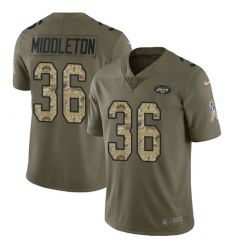 Men's Nike New York Jets #36 Doug Middleton Limited Olive Camo 2017 Salute to Service NFL Jersey