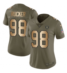 Women Nike Oakland Raiders #98 Frostee Rucker Limited Olive Gold 2017 Salute to Service NFL Jersey