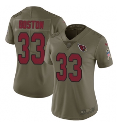 Women Nike Arizona Cardinals #33 Tre Boston Limited Olive 2017 Salute to Service NFL Jersey