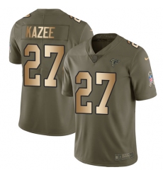 Youth Nike Atlanta Falcons #27 Damontae Kazee Limited Olive Gold 2017 Salute to Service NFL Jersey