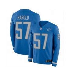 Youth Nike Detroit Lions #57 Eli Harold Limited Blue Therma Long Sleeve NFL Jersey
