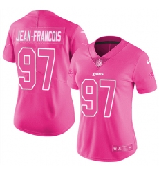 Women's Nike Detroit Lions #97 Ricky Jean Francois Limited Pink Rush Fashion NFL Jersey