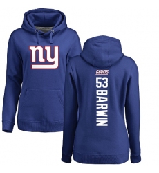 NFL Women's Nike New York Giants #53 Connor Barwin Royal Blue Backer Pullover Hoodie