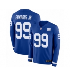 Men's Nike New York Giants #99 Mario Edwards Jr Limited Royal Blue Therma Long Sleeve NFL Jersey