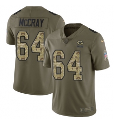 Youth Nike Green Bay Packers #64 Justin McCray Limited Olive Camo 2017 Salute to Service NFL Jersey