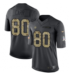Men's Nike New Orleans Saints #80 Austin Carr Limited Black 2016 Salute to Service NFL Jersey