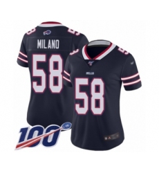 Women's Buffalo Bills #58 Matt Milano Limited Navy Blue Inverted Legend 100th Season Football Jersey