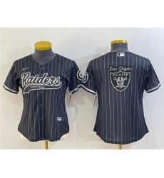 Women's Las Vegas Raiders Black Team Big Logo With Patch Cool Base Stitched Baseball Jersey(Run Small)