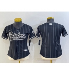 Women's Las Vegas Raiders Black With Patch Cool Base Stitched Baseball Jersey
