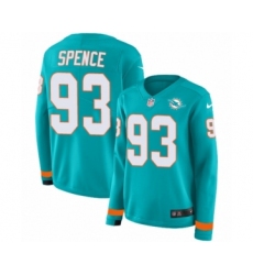 Women's Nike Miami Dolphins #93 Akeem Spence Limited Aqua Therma Long Sleeve NFL Jersey