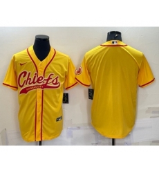 Men's Kansas City Chiefs Blank Gold With Patch Cool Base Stitched Baseball Jersey