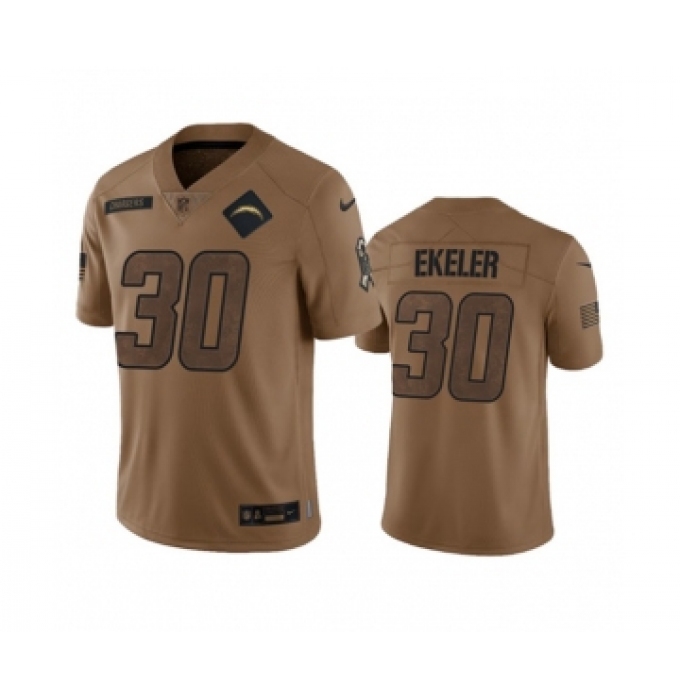 Men's Nike Los Angeles Chargers #30 Austin Ekeler 2023 Brown Salute To Service Limited Football Stitched Jersey