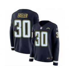 Women's Nike Los Angeles Chargers #30 Austin Ekeler Limited Navy Blue Therma Long Sleeve NFL Jersey