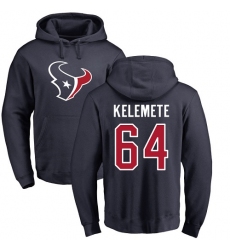 NFL Nike Houston Texans #64 Senio Kelemete Navy Blue Name & Number Logo Pullover Hoodie