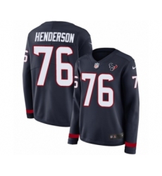 Women's Nike Houston Texans #76 Seantrel Henderson Limited Navy Blue Therma Long Sleeve NFL Jersey