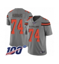 Men's Cleveland Browns #74 Chris Hubbard Limited Gray Inverted Legend 100th Season Football Jersey