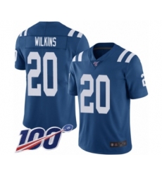 Men's Indianapolis Colts #20 Jordan Wilkins Royal Blue Team Color Vapor Untouchable Limited Player 100th Season Football Jersey
